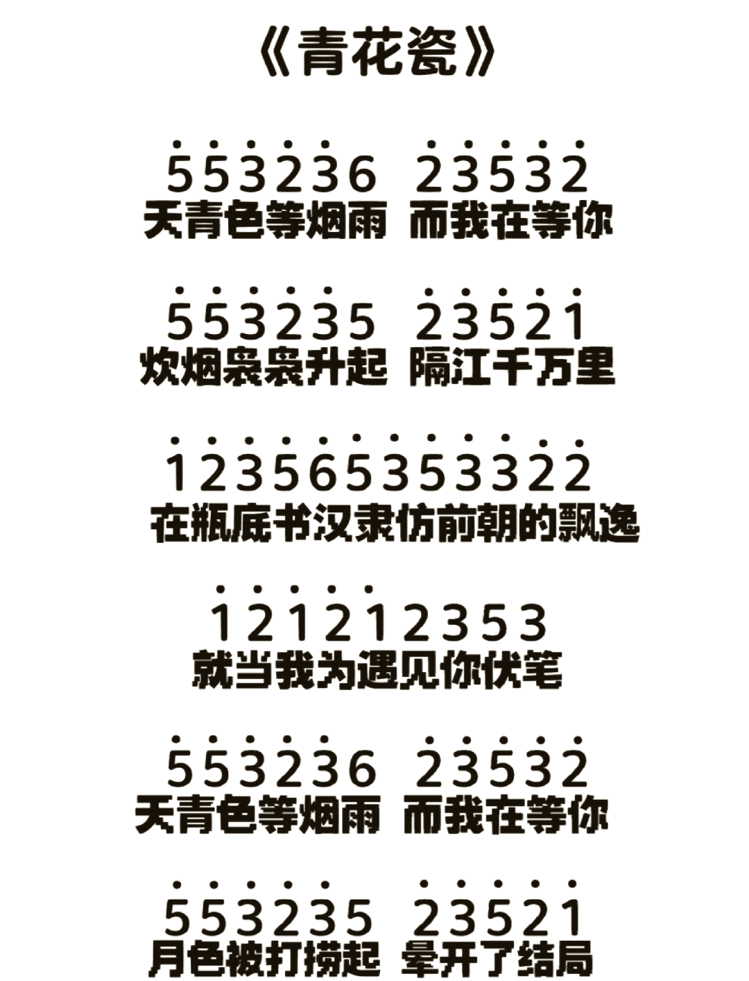 青花瓷的歌词,青花瓷的歌词图片