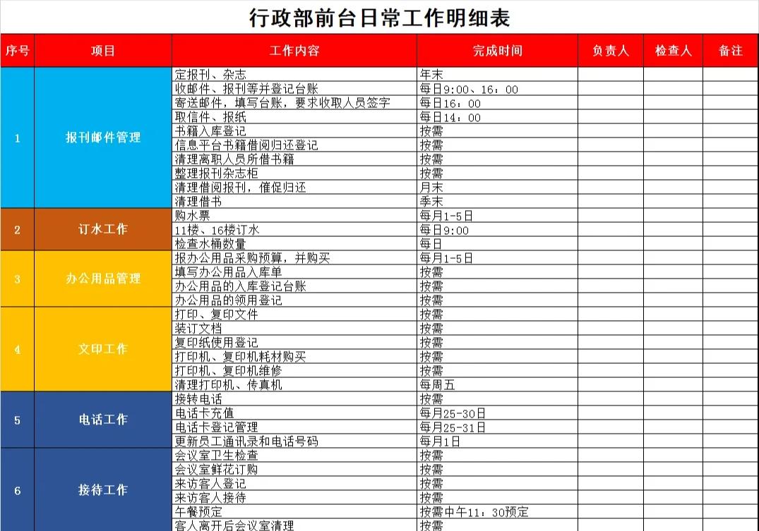 行政前台具体的岗位职责