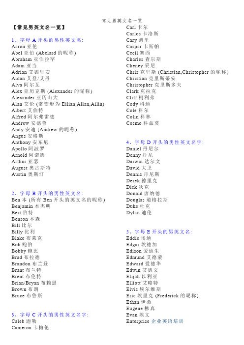 有寓意的男孩英文名字大全有哪些